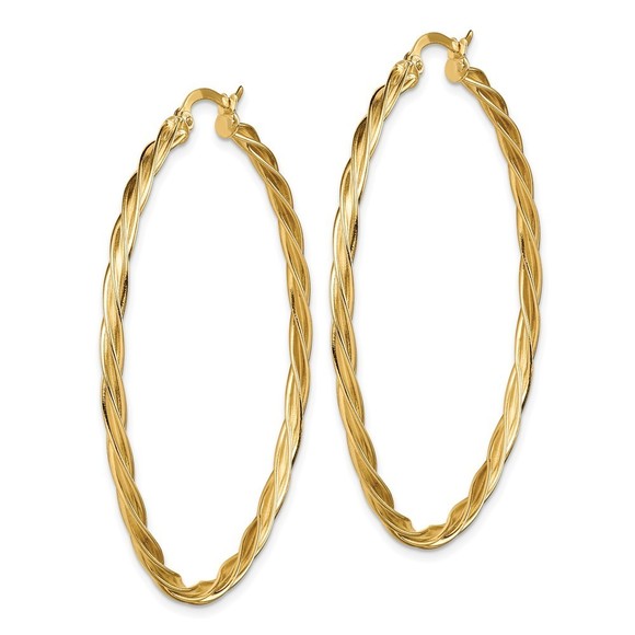 14K Polished 2.5mm Twisted Hoop Earrings - Picture 4 of 4